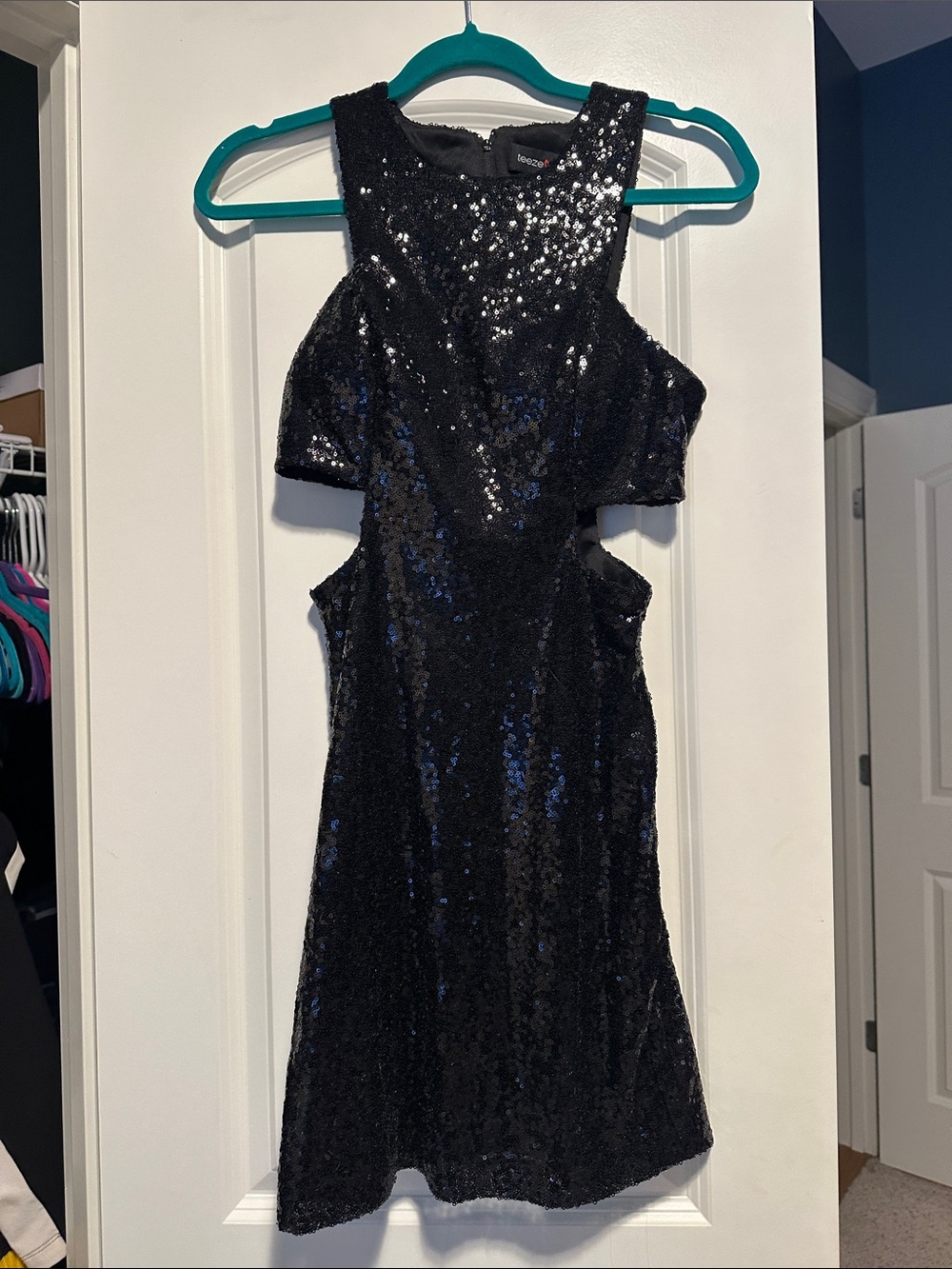 Teeze Me Black Sequin Cutout Mini Dress